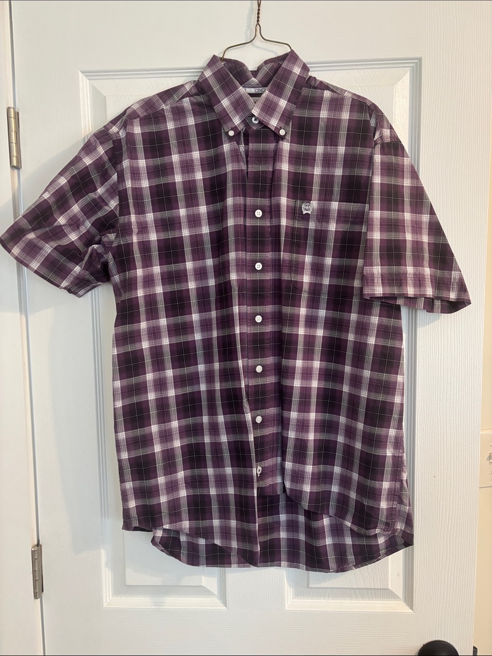 Cinch Purple Plaid Short-Sleeve Button-Down Shirt